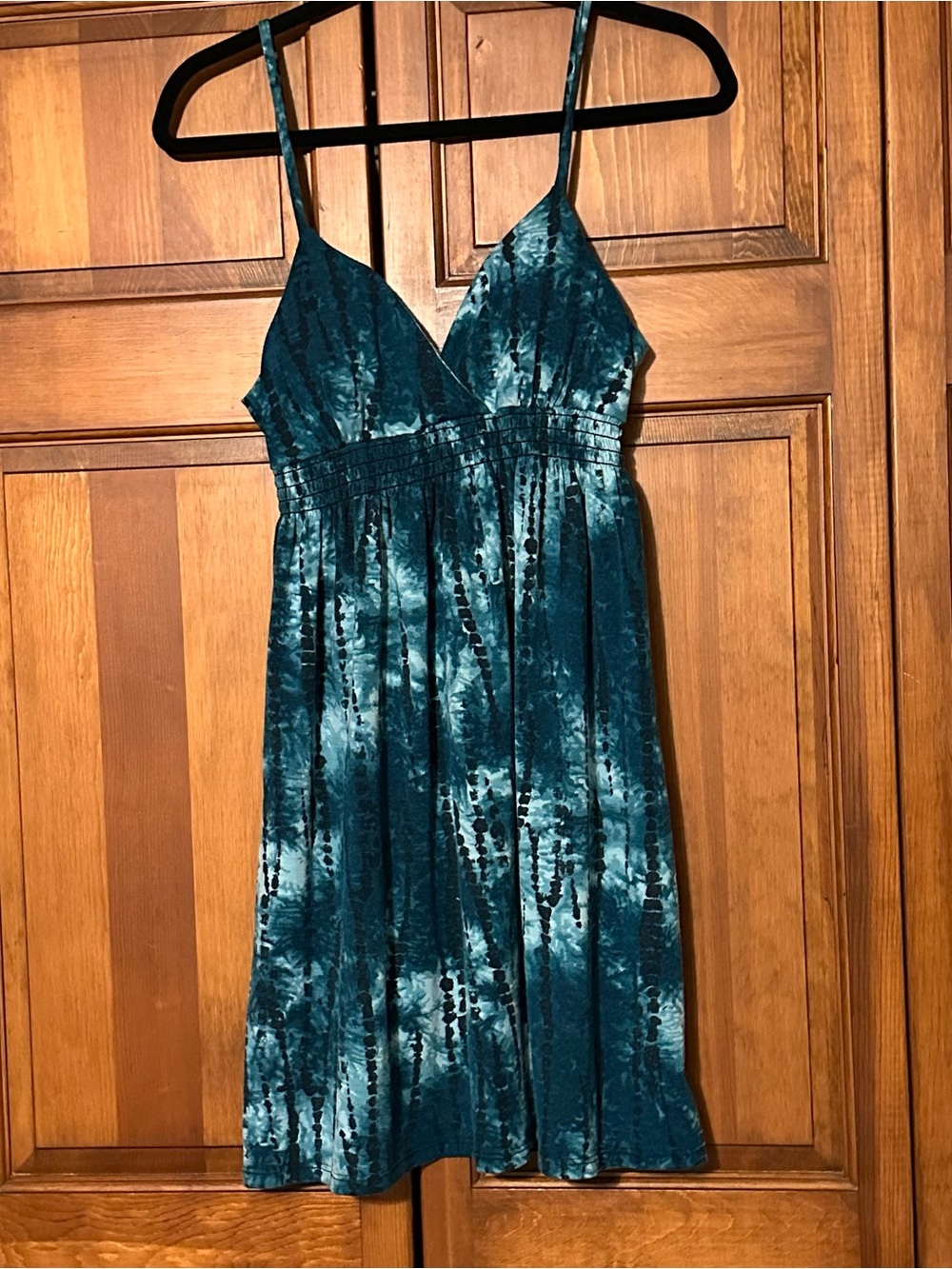Teal Tie-Dye Spaghetti Strap Dress